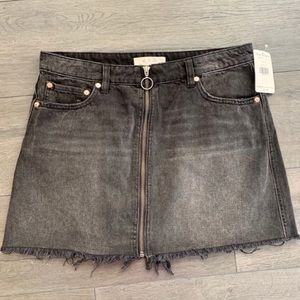 NWT Free People black denim zip up skirt